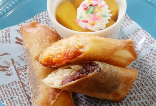 サクッと！もちっと！　うどんパイ（シーチキン＆ミートソース）（黒糖ゆであずき） マンゴー付き